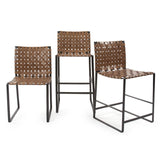 Irving Woven Leather Barstool