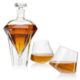 Diamond Whiskey Decanter - 2 Diamond Glasses Decanter Set