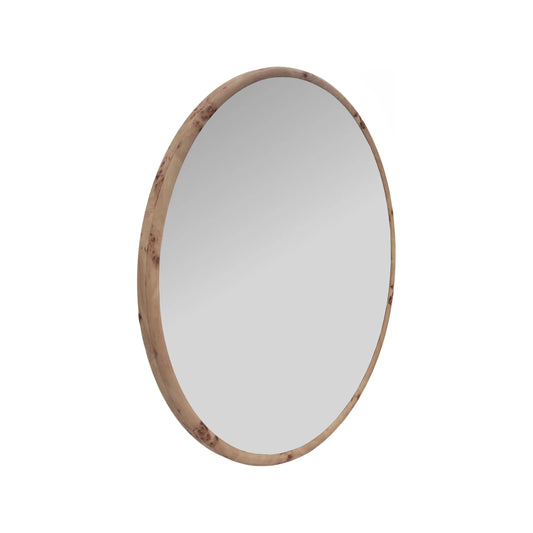 Burled Round Mirror