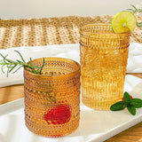13 oz Vintage Textured Amber Glasses Set of 6