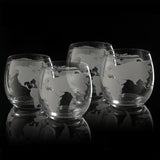 Etched World Globe Glasses 10 oz -Set of 4