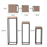 Wood & Metal Pedestals - Set of 3