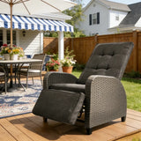 Adjustable Rattan Recliner, Outdoor Lounge Chair