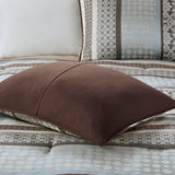 Classical Damask 7-Piece Comforter Set, Brown/Blue