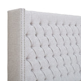 Upholstered Winged Tufted Bed Headboard, Soft Grey *