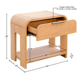 Wholesale Modern One Drawer Waterfall Nightstand, Natural