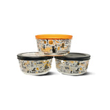 Dura Living Halloween Glass Storage Containers with Lids, 2 Cup Set Set of 6 (3 Containers + 3 Lids)