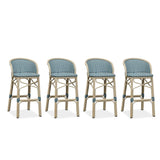PURPLE LEAF Outdoor Bar Stools Set of 2 Rattan Patio Tall Bar Chairs Aluminum Frame with Back Barstools for Kitchen Garden Backyard Bistros Restaurant