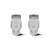 Skull Mason Jar with Lid, 4-Piece Set (2 skull Mason Jars & 2 Lids) 16oz, Clear
