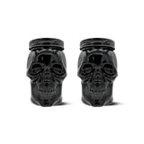 Skull Mason Jar with Lid, 4-Piece Set (2 skull Mason Jars & 2 Lids) 42oz, Black