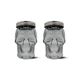 Skull Mason Jar with Lid, 4-Piece Set (2 skull Mason Jars & 2 Lids) 42oz, Smoke