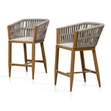 PURPLE LEAF Outdoor Bar Stools Set of 2 for Overweight Wicker Rattan Patio Barstools Woven Modern Bar Chairs with Backrest and Cushions for Garden Outside