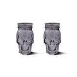Skull Mason Jar with Lid, 4-Piece Set (2 skull Mason Jars & 2 Lids) 16oz, Smoke