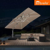 PURPLE LEAF SUNBRELLA Solar Cantilever Umbrella with Lights for Outdoor Patio