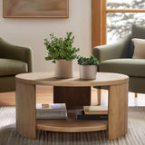 Curved Leg Post Round Storage Shelf Coffee Table *