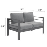 Outdoor Loveseat Aluminum Patio Furniture Sofa