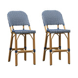 PURPLE LEAF Outdoor Bar Height Stools Set of 2 French Country Patio Rattan Bar Stool Chairs Outdoor Armless Barstools for Porch Garden Indoor Kitchen