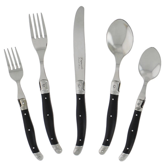 Laguiole 20-Piece Stainless Steel Flatware Set, Black