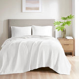 100% Cotton Waffle Weave Cozy Bedding Blanket, White