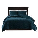 Velvet 3-Piece Quilt Set, Teal