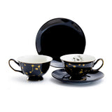 Witchy Crystal Ball Black Gold Tea Cup & Saucer