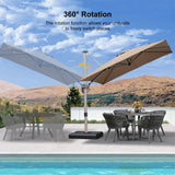 PURPLE LEAF Hailar Deluxe Aluminum Patio Umbrella with Base, Square and Rectangular Umbrella