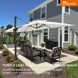 PURPLE LEAF SUNBRELLA Cantilever Umbrella Grey Aluminum Patio Umbrella