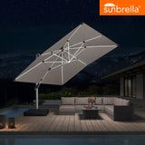 PURPLE LEAF SUNBRELLA Solar Cantilever Umbrella with Lights for Outdoor Patio