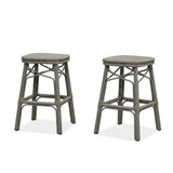 PURPLE LEAF Outdoor Bar Stools Set of 2 Rattan Patio Tall Bar Chairs Aluminum Frame with Back Barstools for Kitchen Garden Backyard Bistros Restaurant
