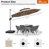 PURPLE LEAF Double Top 11 ft Round Outdoor Patio Umbrella with High Quality Sunbrella Fabric