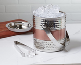 Hammered Ribbed Copper Ice Bucket with Lid & Tongs