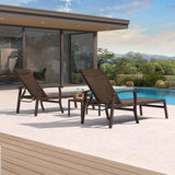 PURPLE LEAF Outdoor Chaise Lounge Chair Patio Pool Lounger Aluminum Chairs with Side Table and Wheels Adjustable Tanning Recliner with Armrests for Outside Backyard Deck Beach