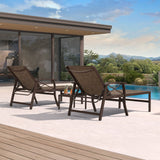 PURPLE LEAF Outdoor Chaise Lounge Chair Patio Pool Lounger Aluminum Chairs with Side Table and Wheels Adjustable Tanning Recliner with Armrests for Outside Backyard Deck Beach