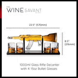 Gun Large Decanter Set Bullet Glasses - Elegant Rifle Gun Whiskey