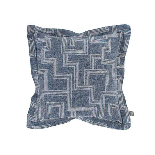Indoor/Outdoor Puff Scroll Ottoman Syros Denim Cover Only