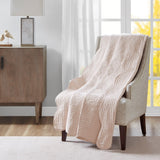 Oversized Quilted Scallope Edge Throw Blanket, Blush