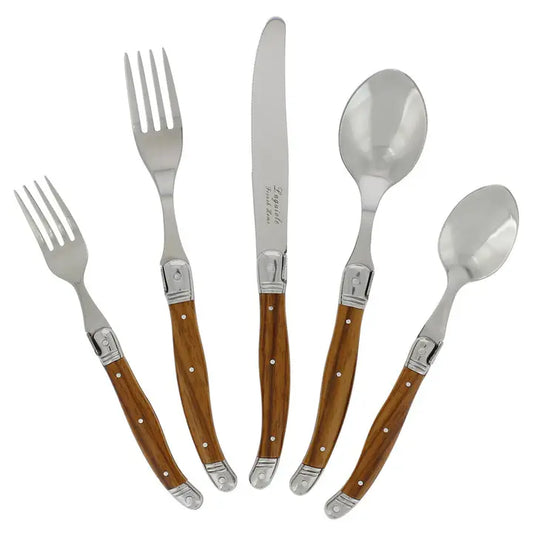 Laguiole 20pc Flatware Set, Wood Grain