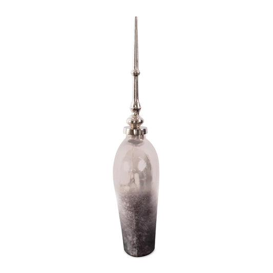 Venetia Ebony Glass Bottle with Aluminium Spired Lid - Tall