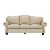 Flavio 81″ Genuine Leather Sofa – Vintage Glam Mid-Century Design