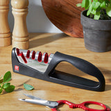 ZWILLING Razor-Sharp 4-Stage Pull Through Knife Sharpener with Shear Sharpener, German Engineered Informed by 100+ Years of Mastery