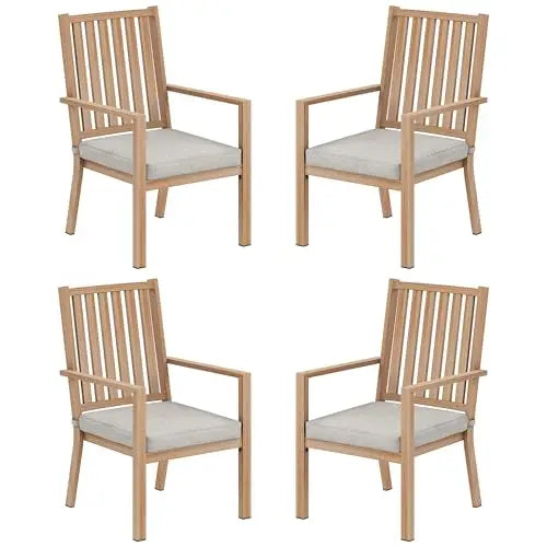 Patio Dining Chair Set of 4, Aluminum Outdoor Dining Chairs