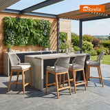 PURPLE LEAF Patio Sunbrella Bar Stools Set of 2  Rattan Bar Aluminum Bar Stool Outdoor Barstools with Back and Cushion for Garden Kitchen Island