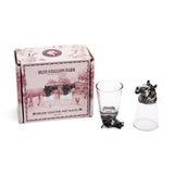 Blue Stallion Horse Shot Glass Set of 2 Giftbox