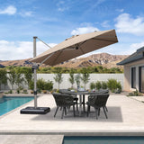 PURPLE LEAF Hailar Deluxe Aluminum Patio Umbrella with Base, Square and Rectangular Umbrella