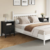 Black Fluted Nightstand with 2 Drawers, Modern Sofa Table