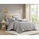 Waffle Weave Textured All Season Comforter Set, Light Grey