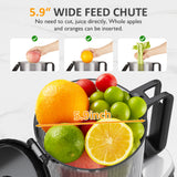 Cold Press Juicer with 5.9" Wide Feed Chute, Slow Juicer