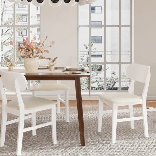 Wholesale Solid Rubberwood Dining Chair PU Leather Upholstery