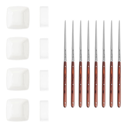 Pakkawood Chopsticks with Ceramic Rests & Sauce Bowls Set