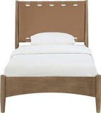 Santos - Vegan Leather Headboard And Wood Bed - Waxed Brown Frame